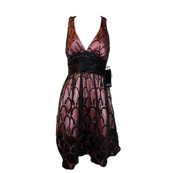 NWT Adrianna Papell Boutique Size 2 Cocktail Dress | Mauve w/ Black Sequins - Picture 1 of 11